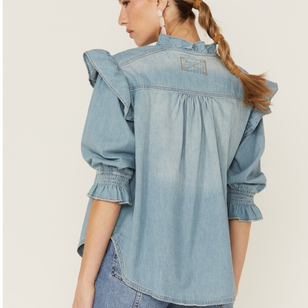 We The Free Louise Denim Button-Up Shirt - Picture 3 of 7